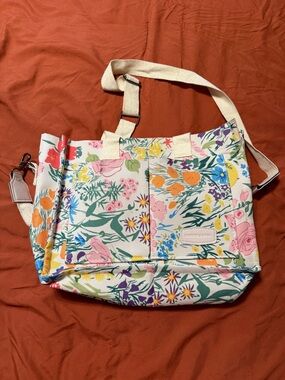 Floral Canvas Crossbody Tote bag - Multicolor